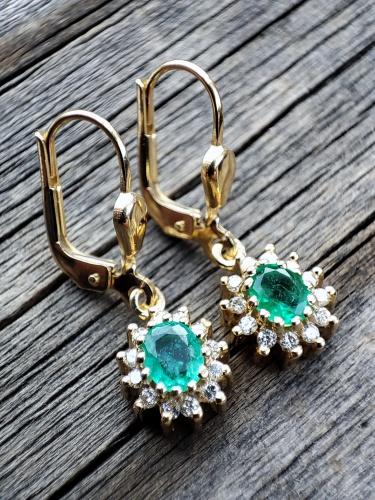 Cercei aur 14k Royal cu Smaralde si Diamante Smarald Diamant Natural