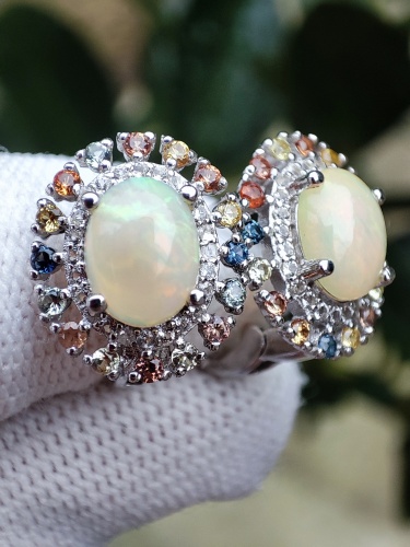 925 Cercei argint cu opal si safir safire