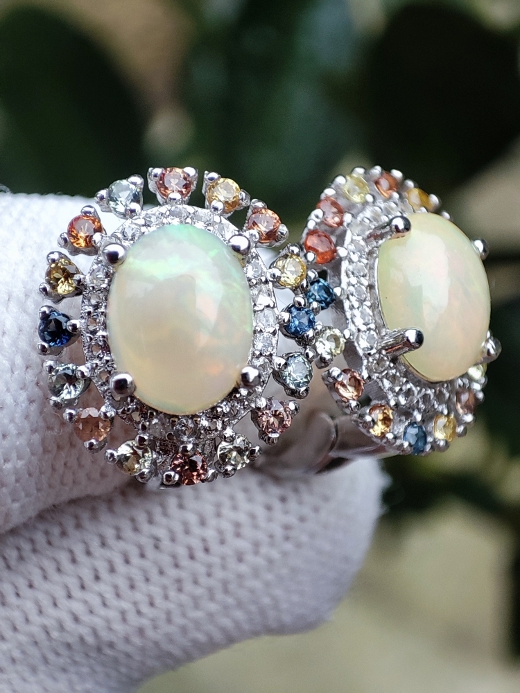 925 Cercei argint cu opal si safir safire