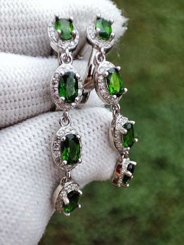925 Cercei argint cu diopsid diopside