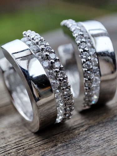 Cercei aur ALB 14k Creole Catusa cu Diamant Diamante naturale