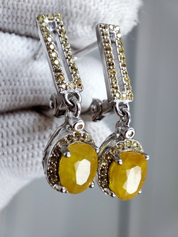 925  Cercei Argint Cu Safir Galben