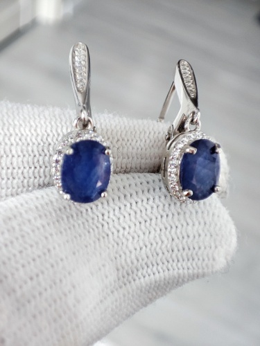 925 Cercei argint cu safir