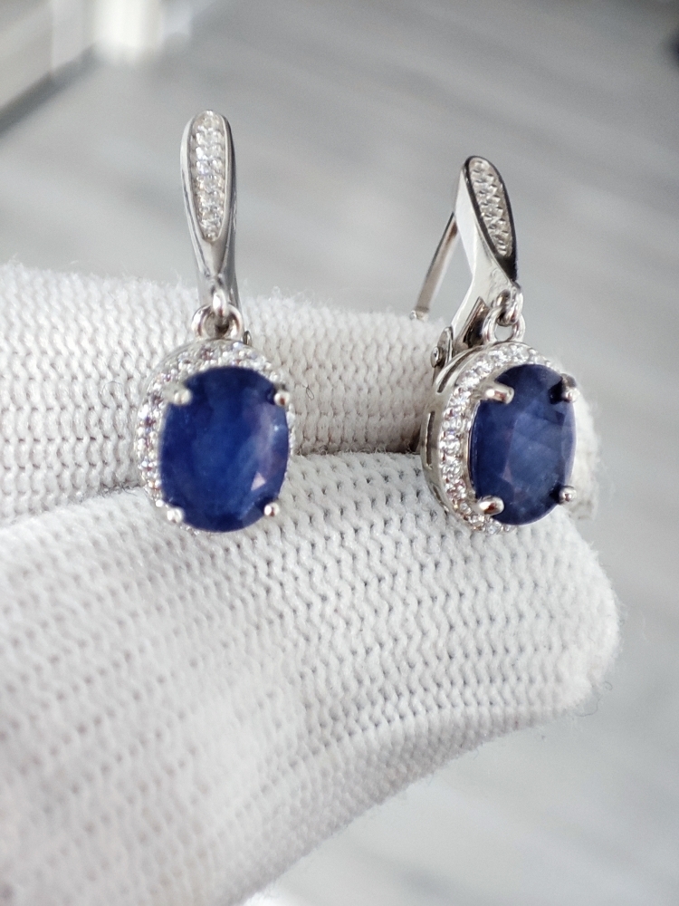 925 Cercei argint cu safir