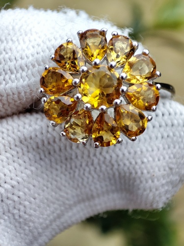 925 Inel argint cu  citrin masura 14