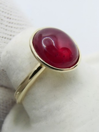 Inel aur 14k cu rubin natural cabochon unicat