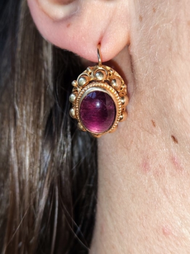 Cercei aur 14k cu ametist amethyst cabochon romanesti romania