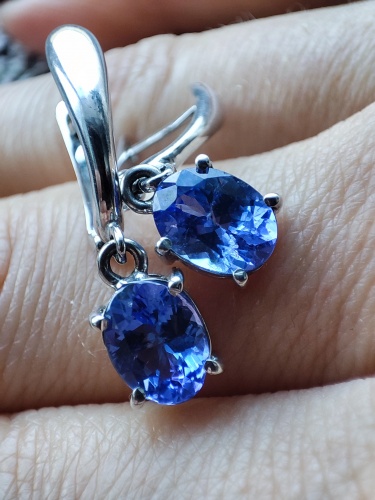 Cercei Aur Alb 14K Cu Tanzanite naturale Tanzanit Zoisite unicat