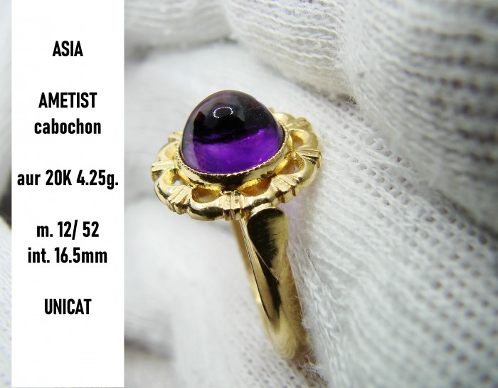 Inel aur 14k 18k 20k cu ametist amethyst unicat asia