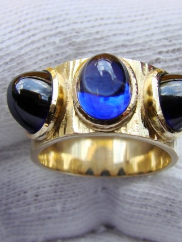 inel aur 14k cu safire Safir cabochon unicat