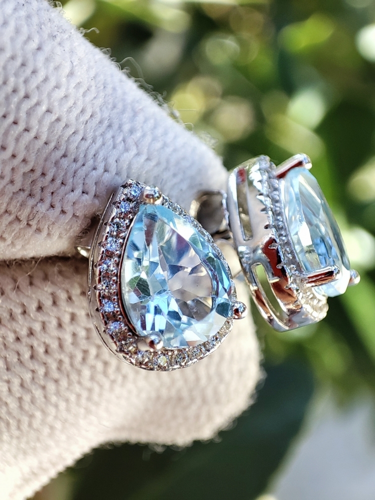 925 Cercei argint cu sky blue topaz