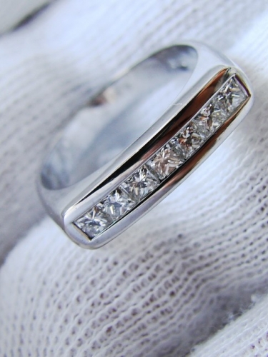 Inel Aur Alb 14K aniversar traditional jubilee Cu Diamante Princess