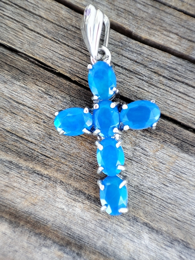 925 Pandantiv Cruce Cruciulita Argint Cu Opal