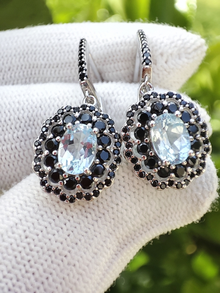 925 Cercei argint cu topaz si spinel