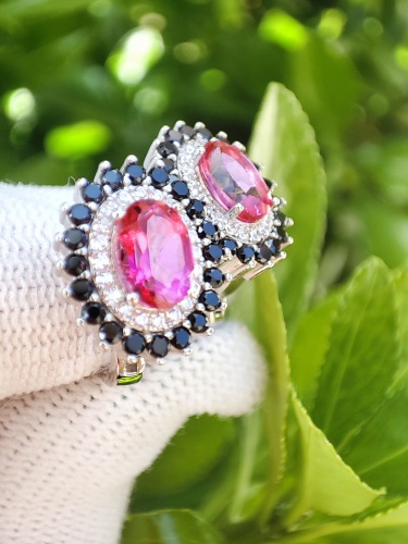 925 Cercei argint cu topaz pink