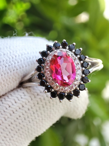 925 Inel argint cu topaz pink masura 14