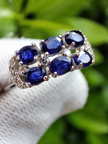 925 Inel argint cu safir masura 17