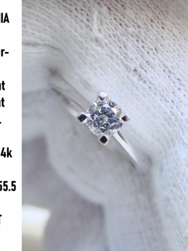 Inel aur alb 14k cu diamant brill 0.35ct. inel de logodna aniversar unicat