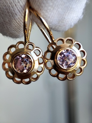 Cercei aur retro 14k 583 rusia rusesti aur rusesc cu lavender