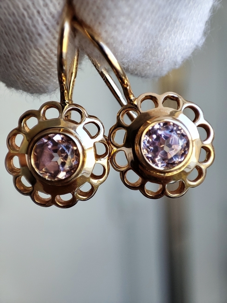 Cercei aur retro 14k 583 rusia rusesti aur rusesc cu lavender