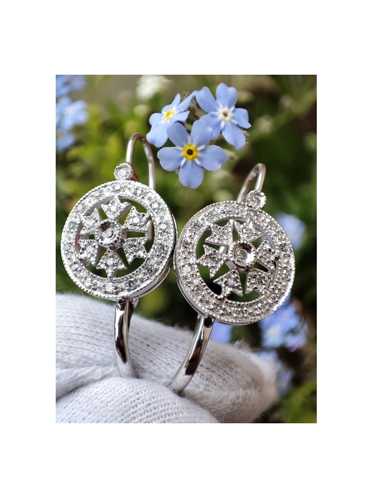 Cercei aur alb 14k fulg de nea snowflake USA