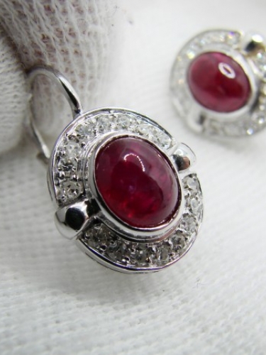 Cercei aur alb 18k rubine diamante Rubin si Diamant natural unicat