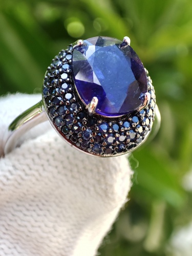 925 Inel argint cu safir masura 17