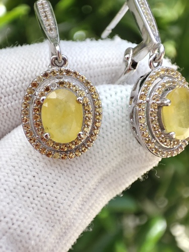 925 Cercei argint cu safir galben