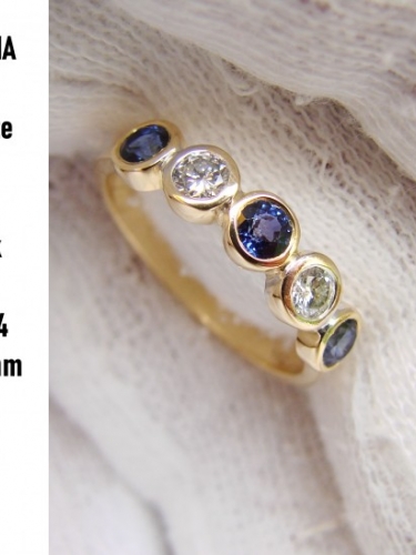 Inel Aur 18K Jubilee Cu safire Si Diamante half eternity traditional aniversar unicat