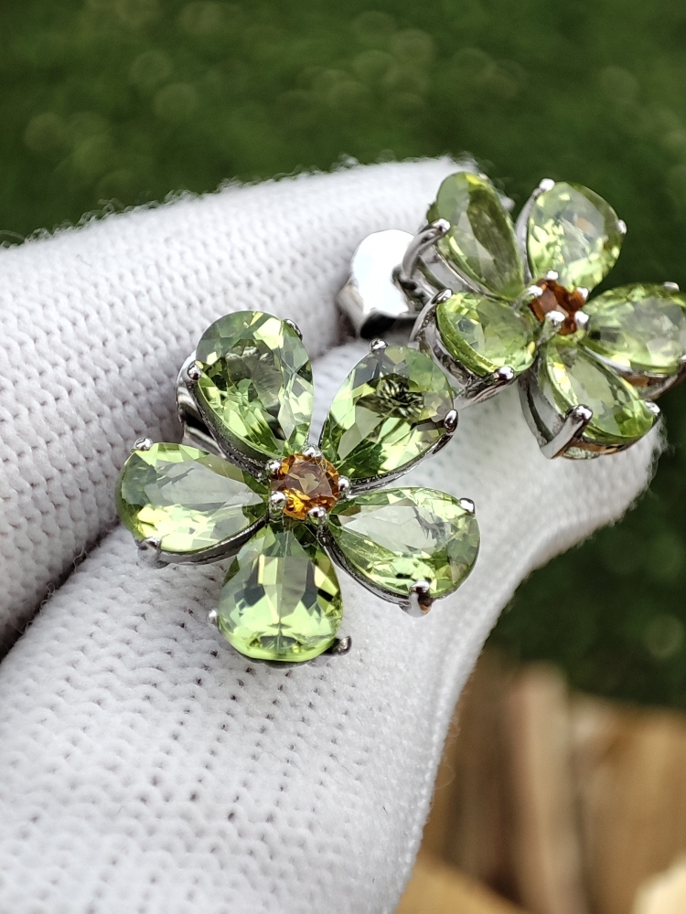 925 Cercei argint cu peridot