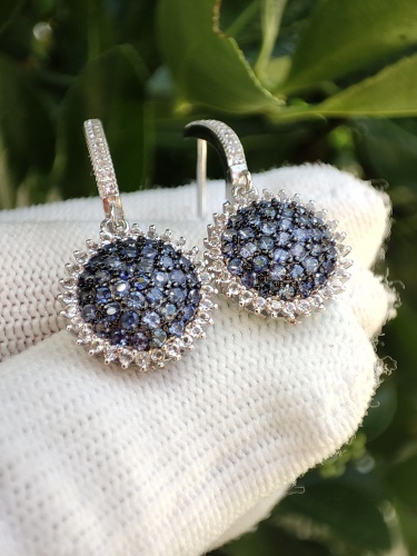 925 Cercei arginr cu safir si topaz