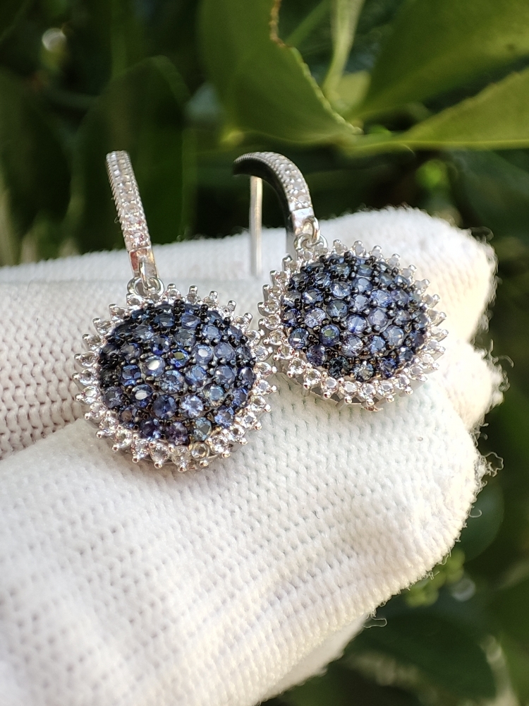 925 Cercei arginr cu safir si topaz