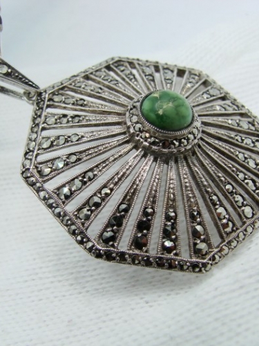 925 pandantiv argint cu turcuaz si marcasite
