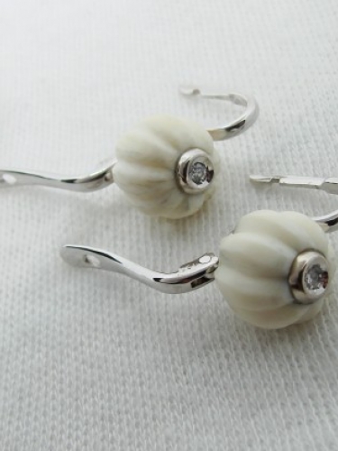 Cercei aur alb 18k cu fildes si diamante Diamant natural