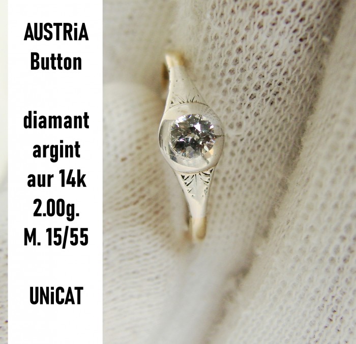 Inel aur 14k Diamant natural Austria Button Style