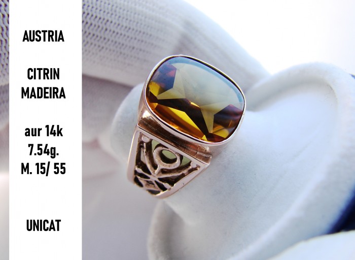 Inel aur 14k cu Citrin Madeira Austria ARTMAX