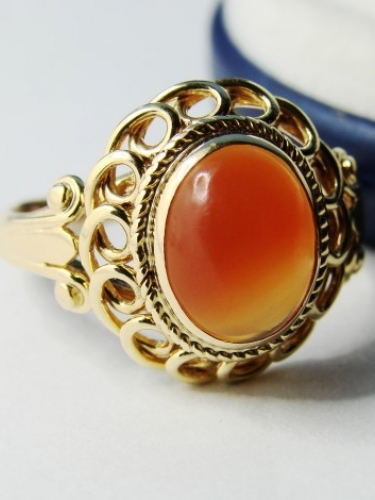 Inel aur 14k cu carneol cabochon natural unicat