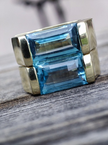 Cercei aur 14k germania topaz catusa creole unicat