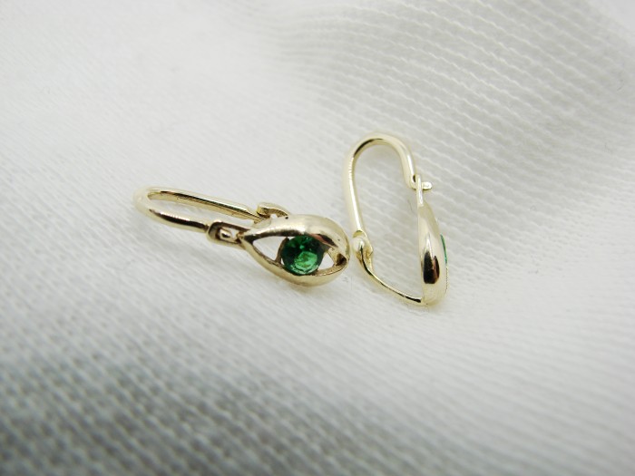 Cercei aur 14k copii fetite granat verde unicat