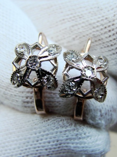 Cercei Aur 14K Rusia Rusesti Cu diamante
