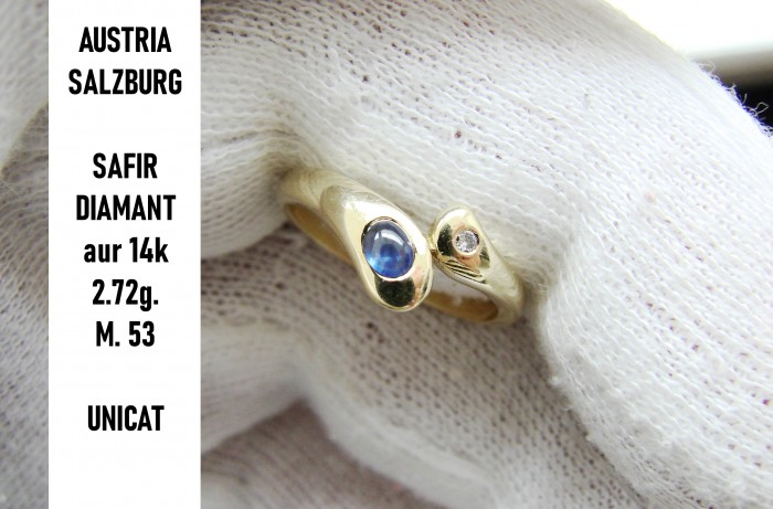 Inel aur 14k inel aur sarpe cu safir si diamant unicat Designer Milo