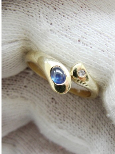 Inel aur 14k inel aur sarpe cu safir si diamant unicat Designer Milo