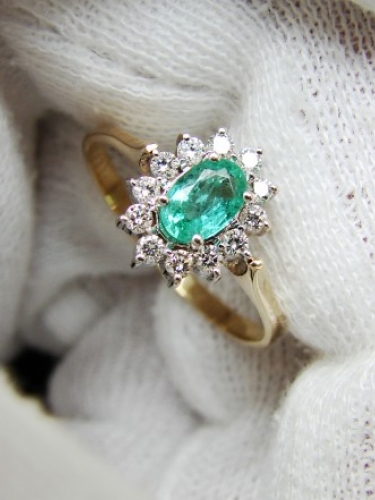 Inel aur 14k ROYAL cu smarald si diamante