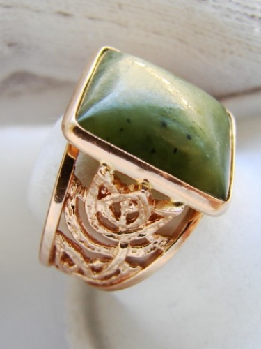 Inel aur 14k 583 rusia rusesc cu jad nefrit jadeit natural