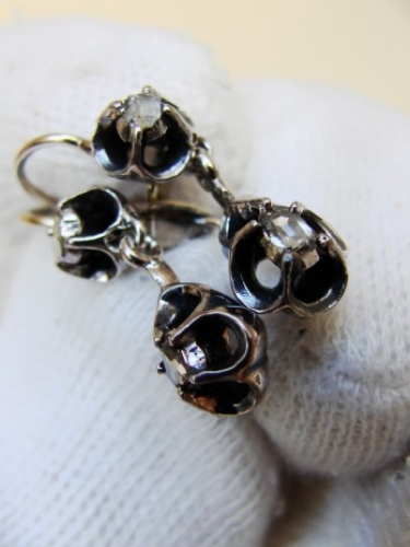 Cercei aur 14k argint diamante rose unicat tulip