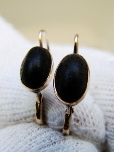 Cercei aur 14k piatra vulcanica