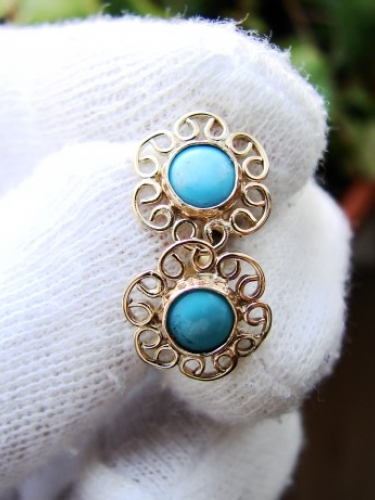 cercei aur 14k cu turcoaz floral