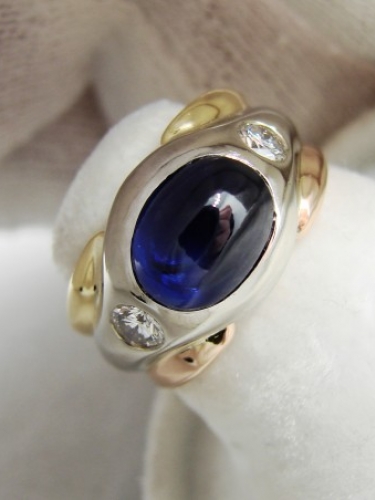 Inel aur 18k cu safir diamante designer germania