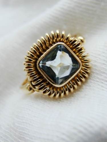 Inel aur 18k cu acvamarin aquamarin natural spiral unicat