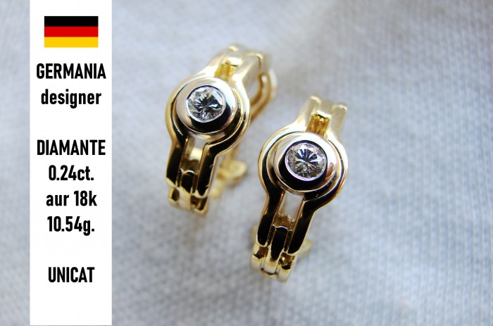 Cercei aur 18k cu diamante designer unicat diamant natural